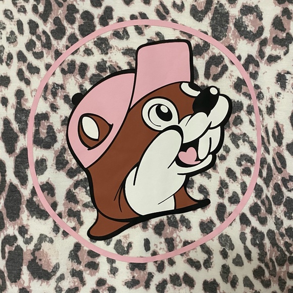 BUCEES • Gray + Light Pink Leopard Cheetah Print Long Sleeve Fleece Top - Picture 3 of 5